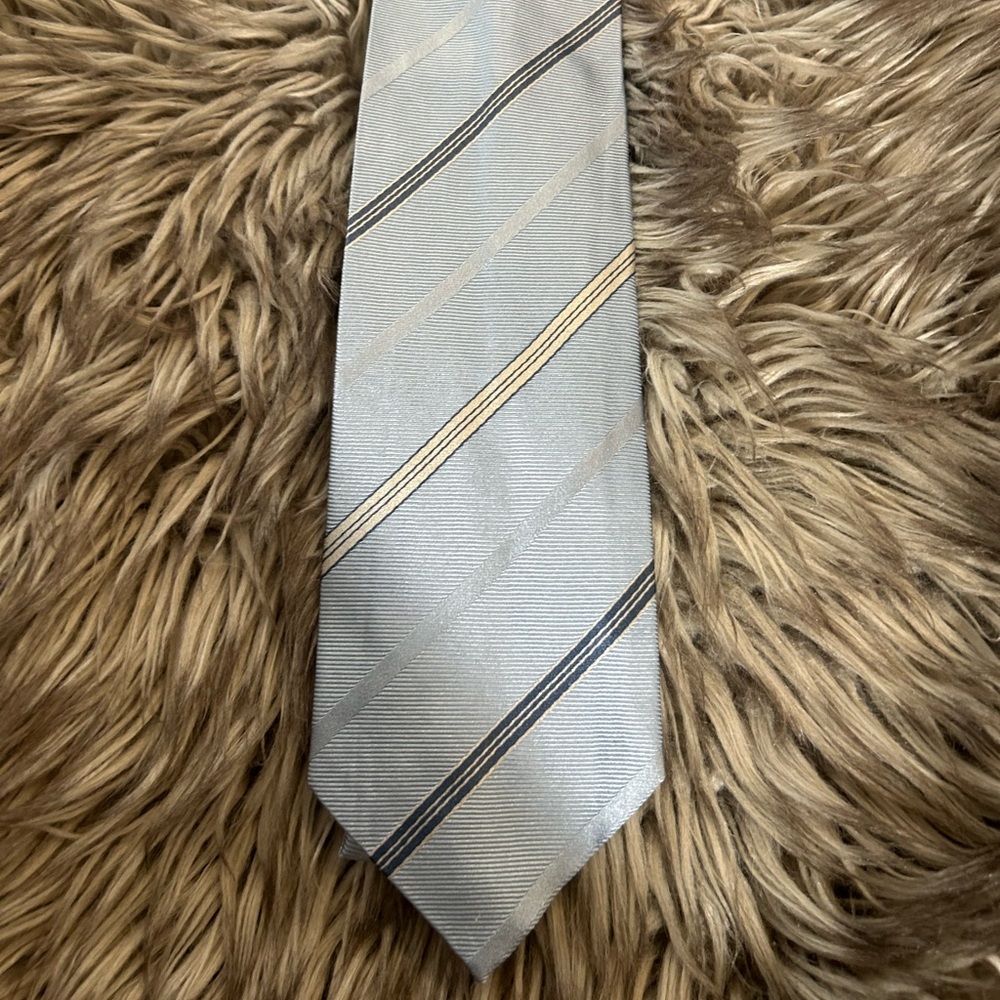 Striped blue and Beige Tie